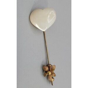 Miriam Haskell Heart Mother of Pearl Hat/Pin Brooch Signed Vintage